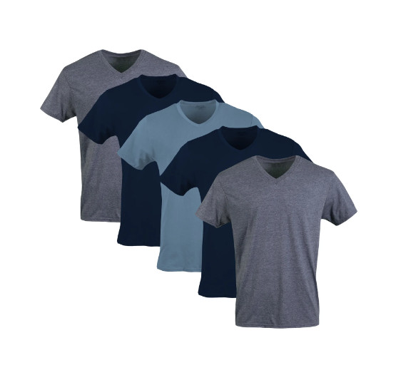 Gildan Adult Men’s Short Sleeve V-Neck Assorted Color T-Shirt, 5-Pack, Sizes S-2