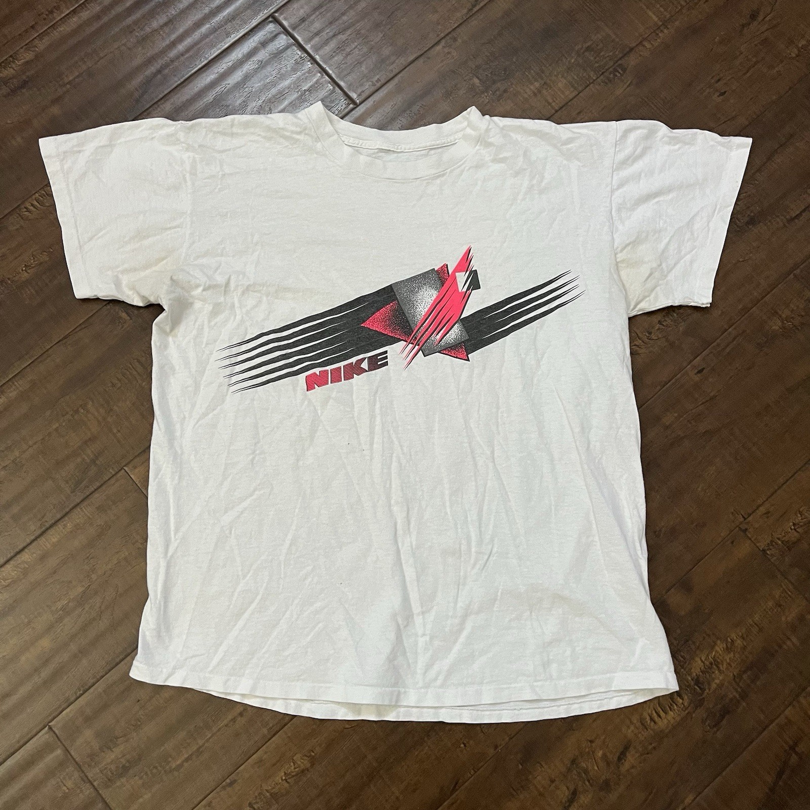 Vintage 80s Nike Swoosh Tennis Run Single Stitch Boxy Graphic T Shirt White L