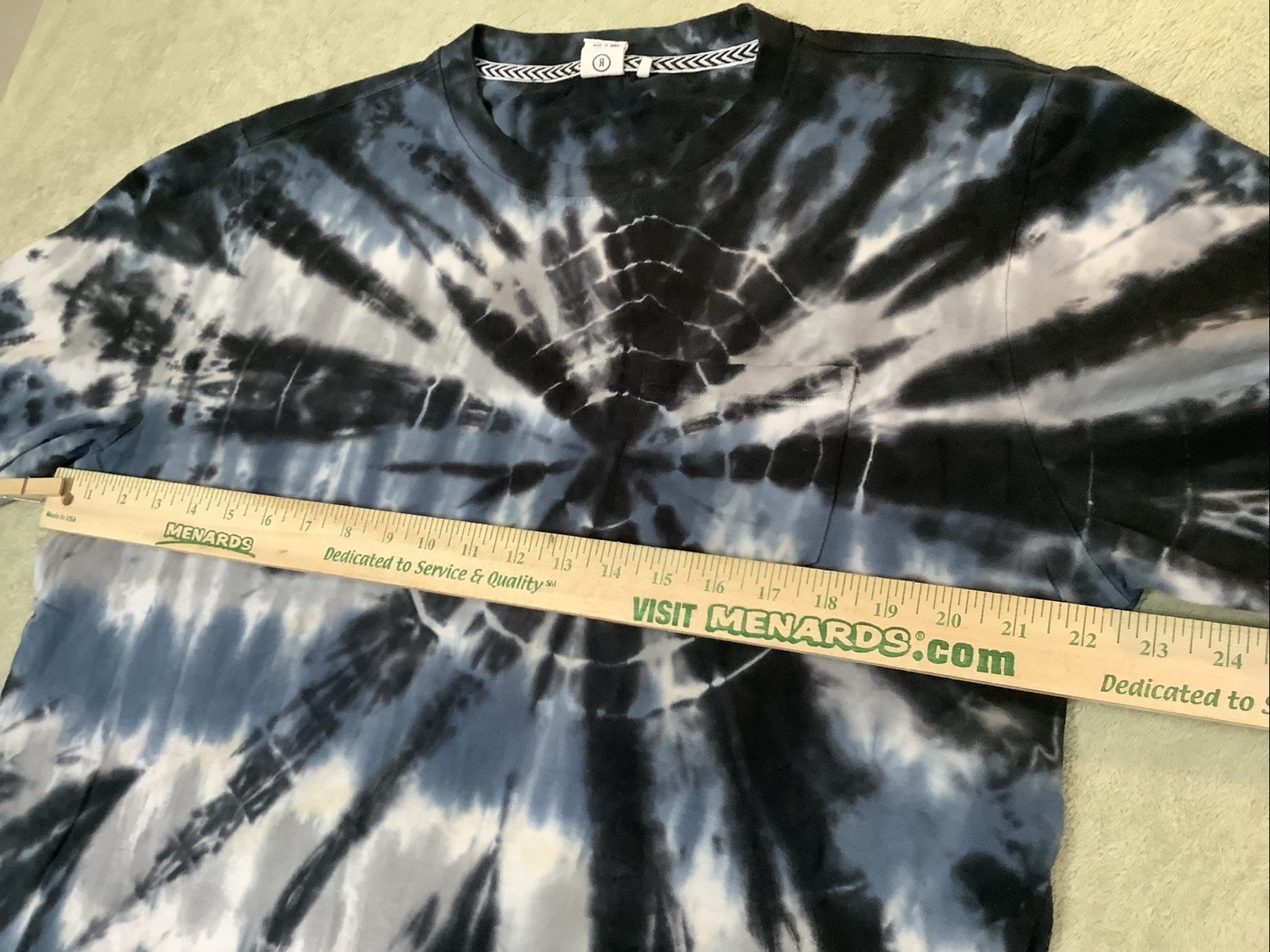 Reverse Threads Mens Tie Dye Blue White Long Sleeve Cadual Pull On Shirt L