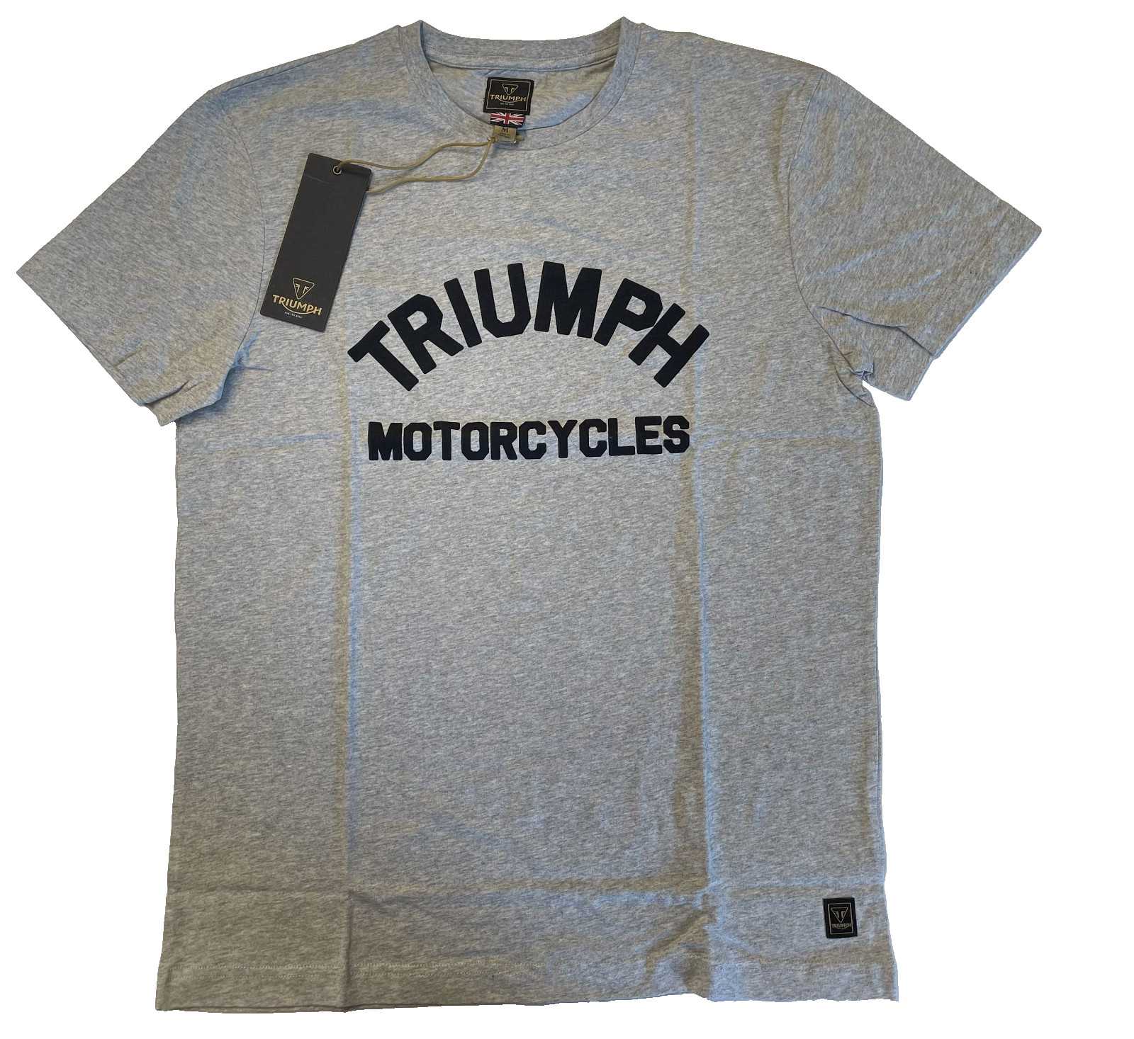Triumph Motorcycles T-Shirt Mens Medium Burnham Gray Marl Spellout Logo Cotton