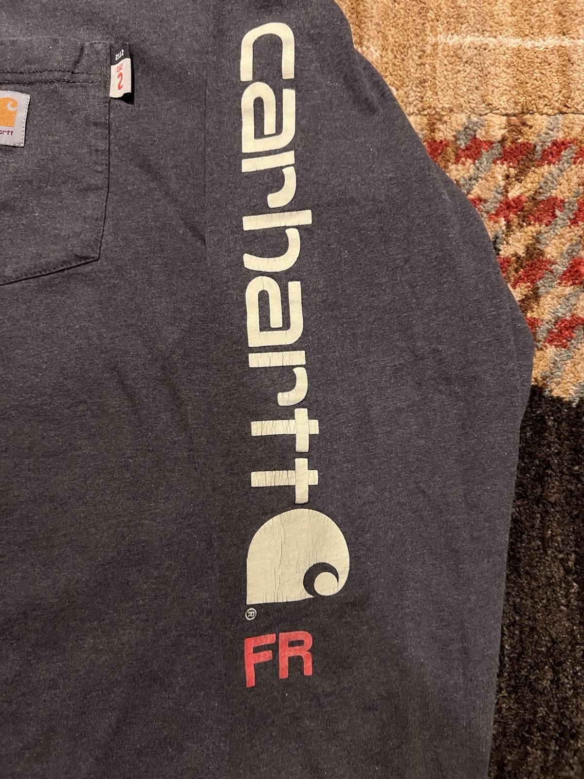 🟥🔥🟥 CARHARTT FR FLAME-RESISTANT FORCE LARGE T-SHIRT LONG SLEEVE POCKET CAT 2