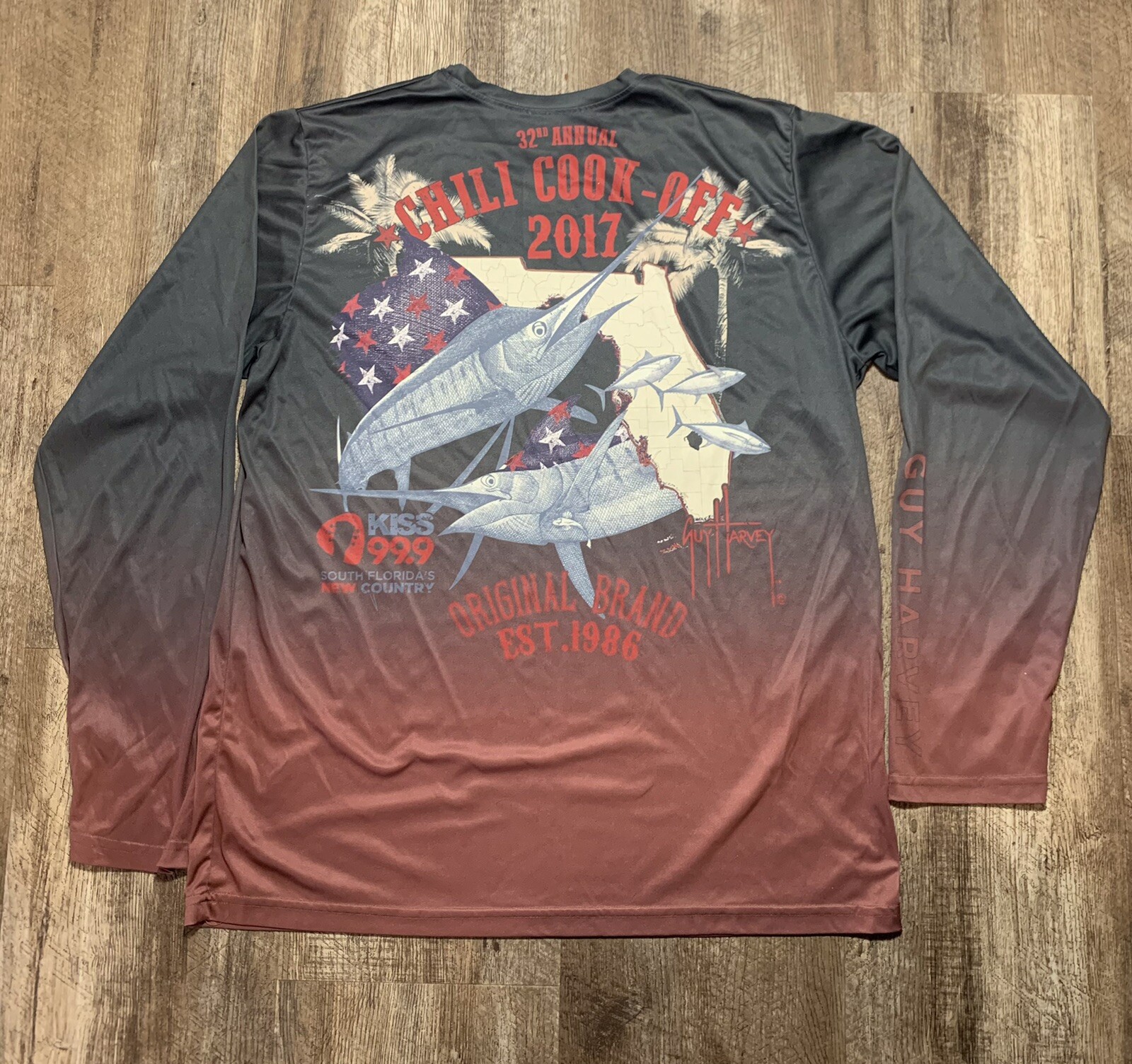 Guy Harvey Fishing Long Sleeve Shirt 32nd Annual Chili Cook-Off 2017 Kiss 99.9FM