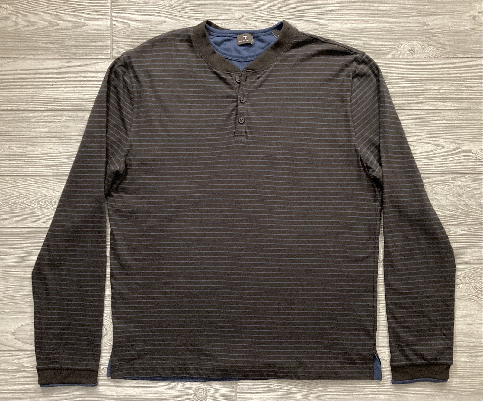 Left Coast Tee Long Sleeve Henley Mens Size Medium