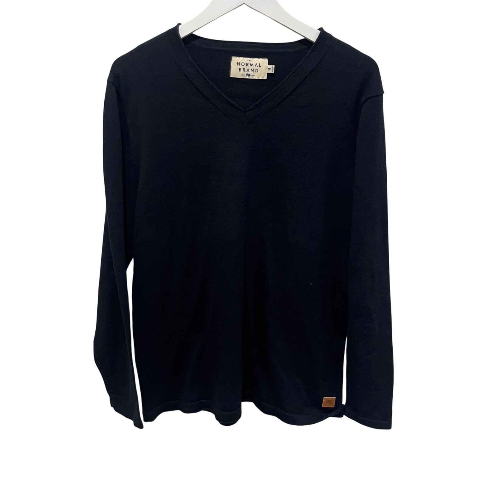 The Normal Brand Mens V-Neck Long Sleeve Shirt Top Casual Size M Preppy Office