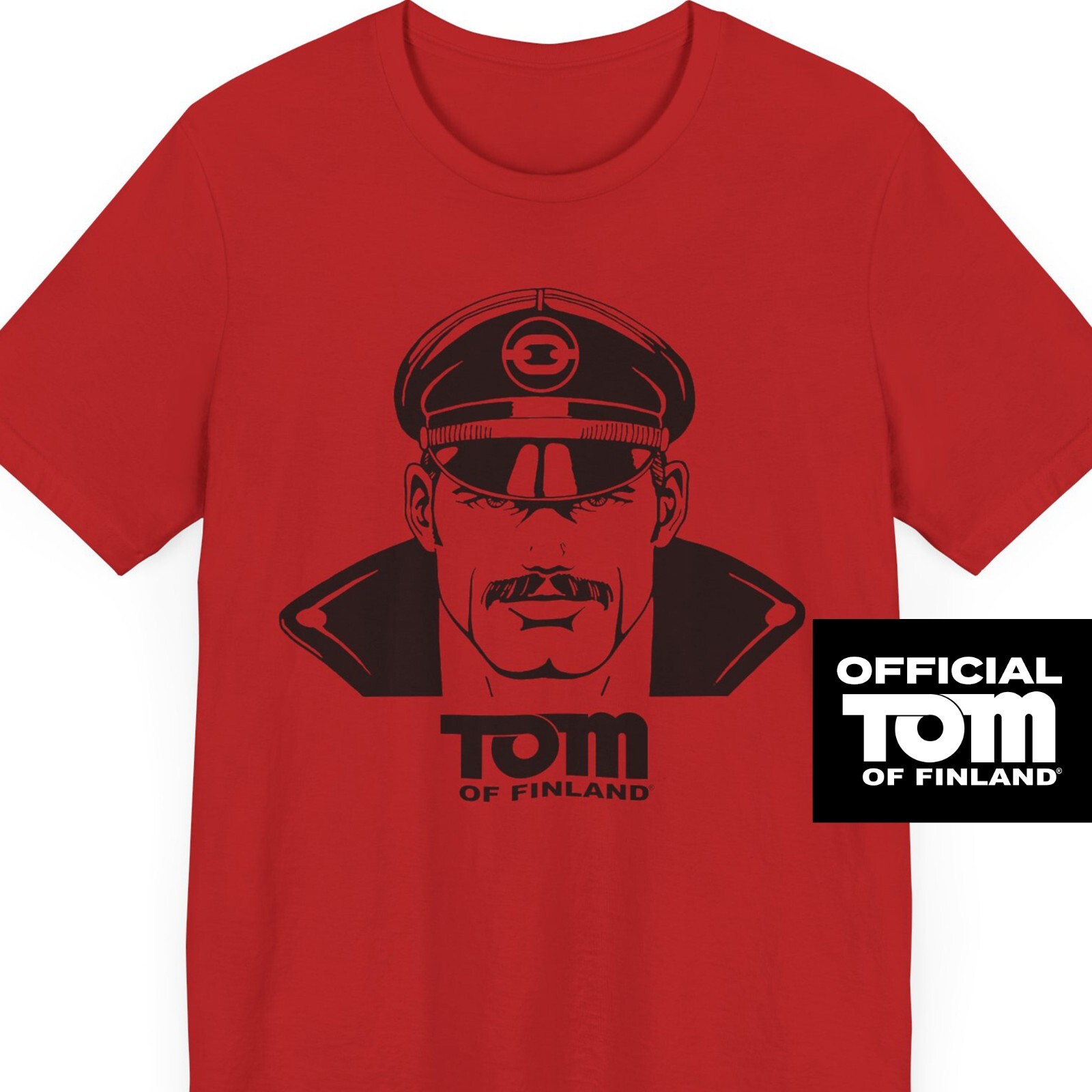 TOM OF FINLAND Leather Dude T-shirt RED (Biker, Leatherman, Leather pants, Tee)