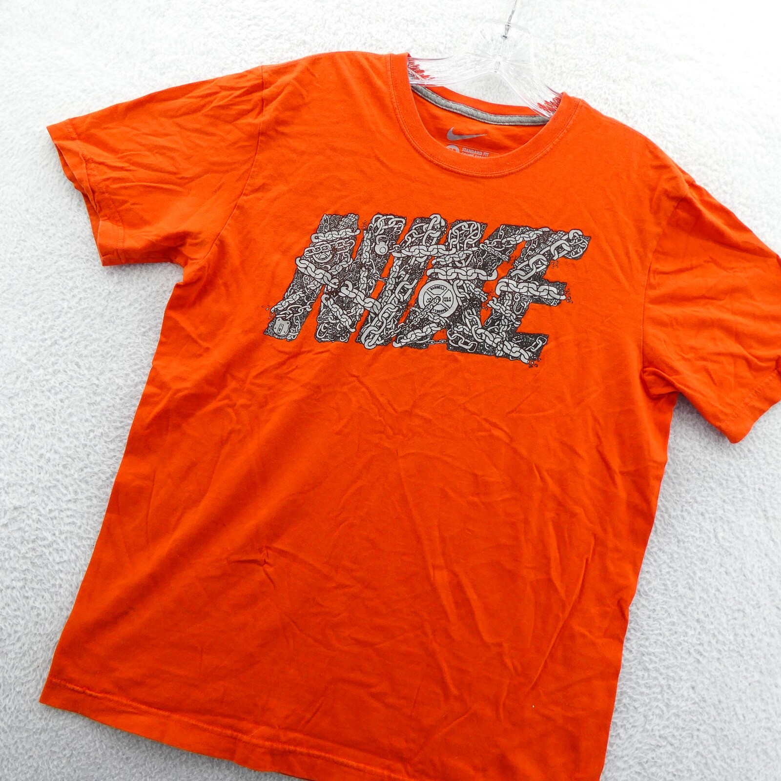 Nike Shirt Mens Medium Orange Regular Cotton Tee Beach Casual Summer Gym Sport
