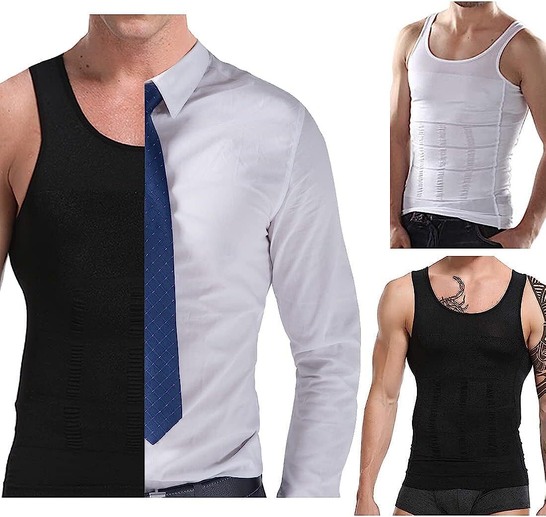 Men Slimming Body Shaper Vest Gynecomastia Compression Shirts Tummy Control Tops