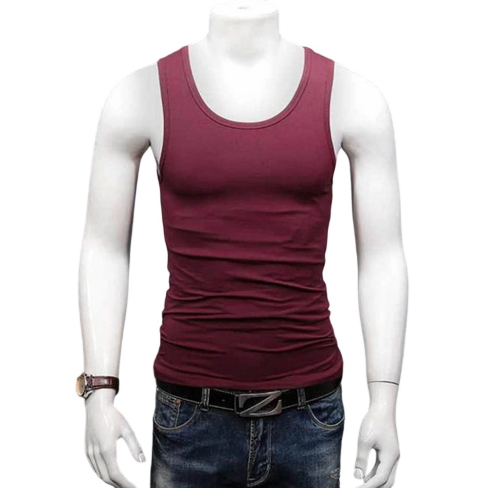 Men’s Solid Color Sleeveless U-Neck Tank Top for Gym Fitness and Training