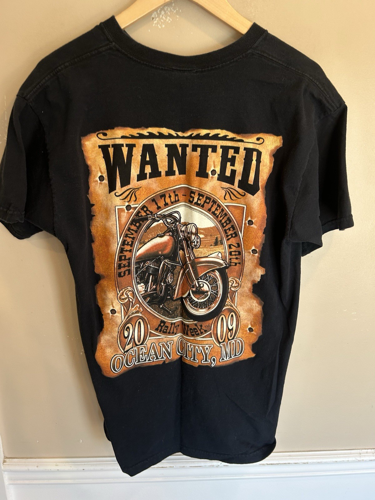 2009 Ocean City Bike Week Motorcycle Mens Graphic Tee Black Large