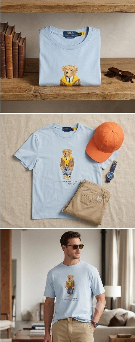 Polo Ralph Lauren Men`s Polo Bear Tee T-Shirt Blue