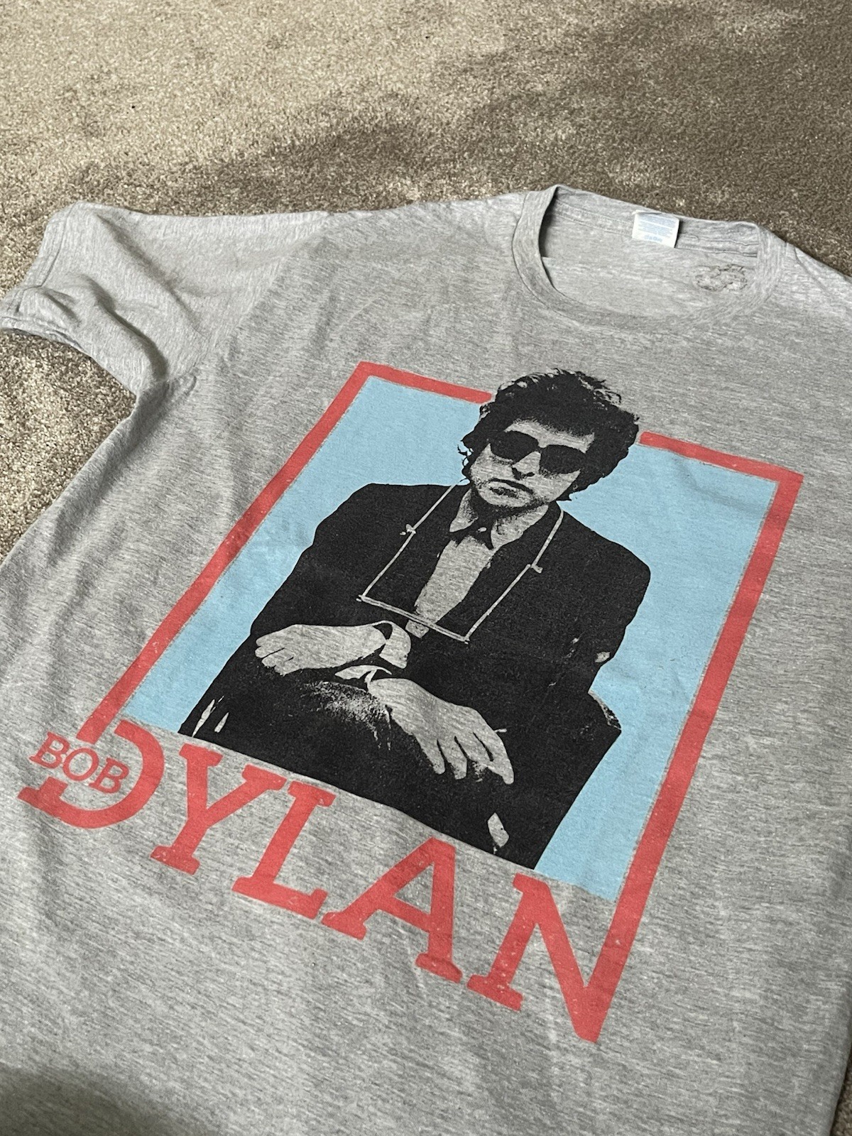 Bob Dylan Graphic T Shirt Gray Adult Large Music Band Tour Style Tee