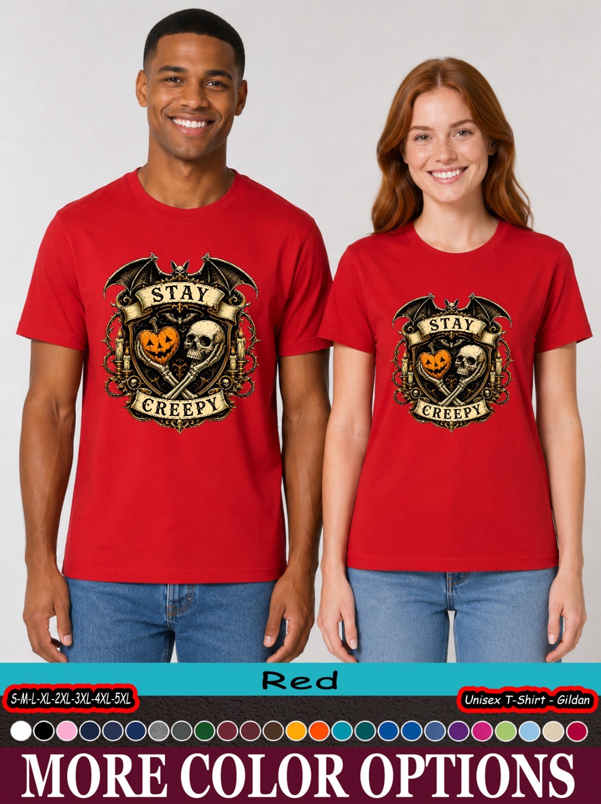 Stay Creepy Bat Skull Shirt, Gothic Pumpkin Halloween Horror Tee