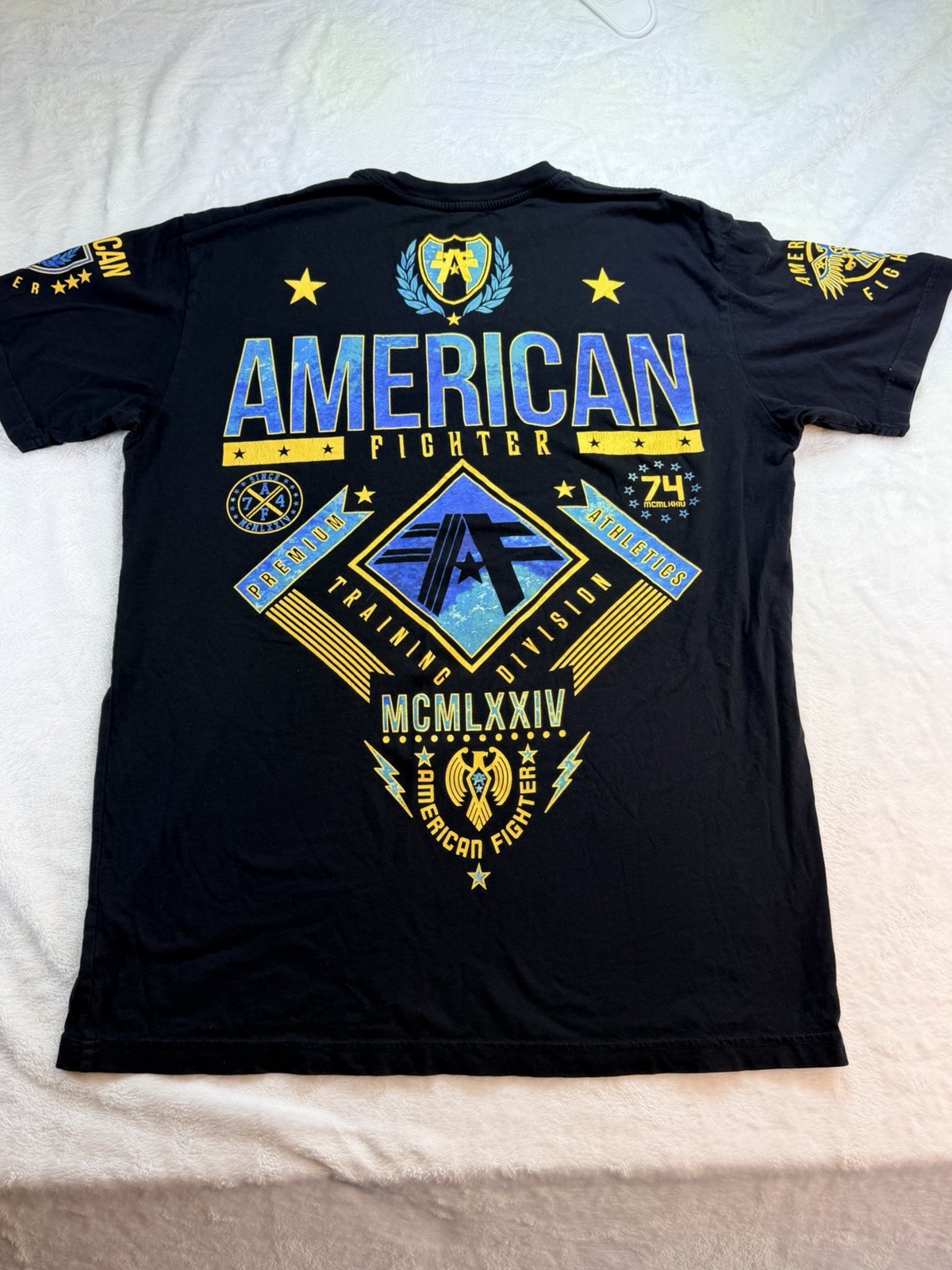 American Fighter Mens T-Shirt LANDER Athletic Biker GYM Black MMA Large