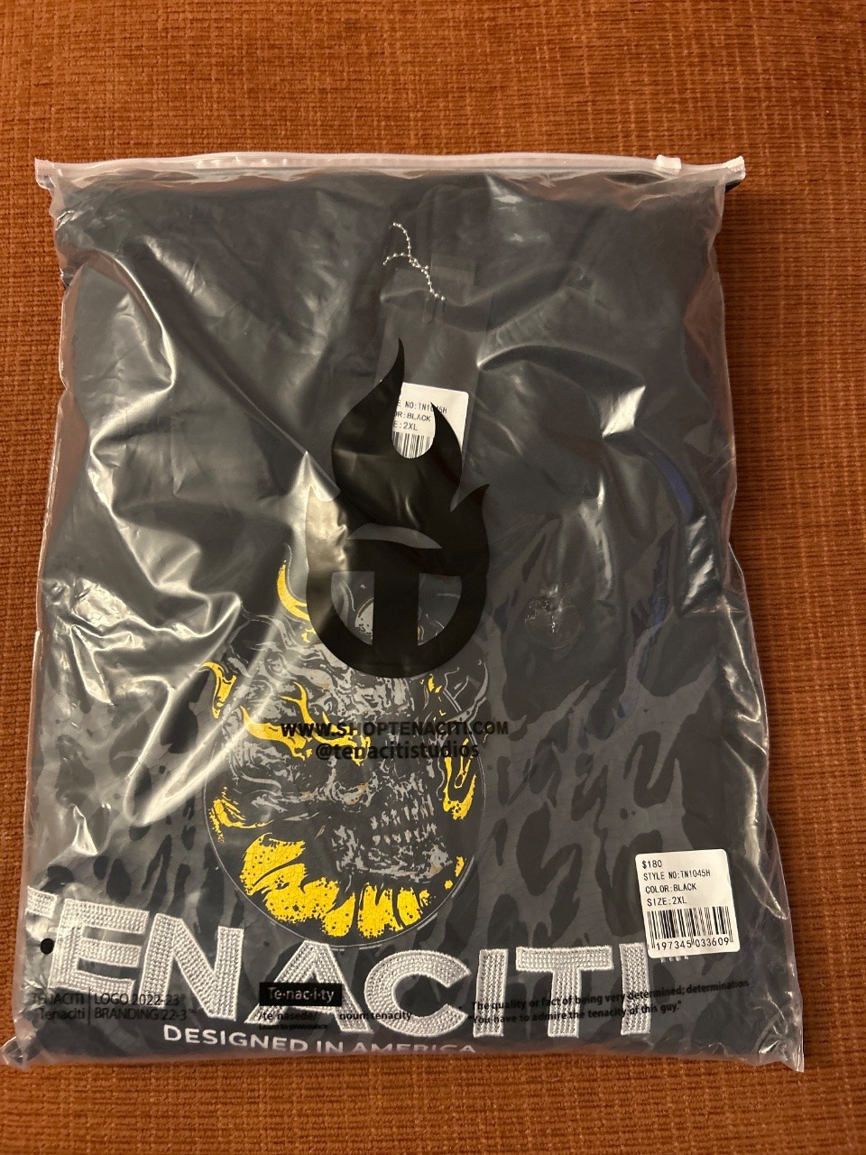 Tenaciti Flaming Skull Hoodie Black/Grey Camo with Yellow Flame Skull Graphic Si