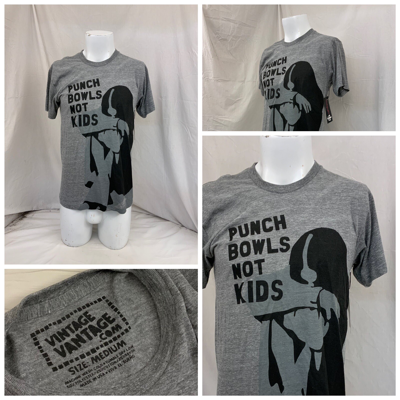 Vintage Vantage T Shirt M Gray Short Sleeve Poly Cotton Rayon NWT YGI O2-130