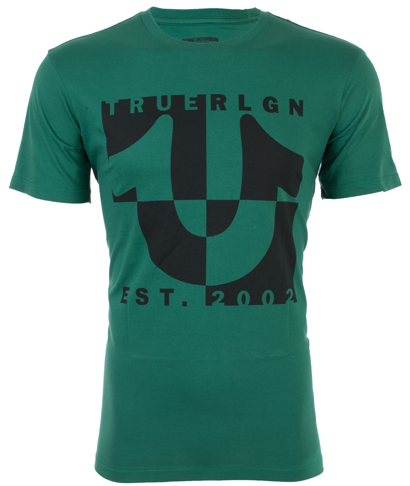 $69 TRUE RELIGION Green HORSESHOE SPLIT Short Sleeve Designer Graphic T-shirt