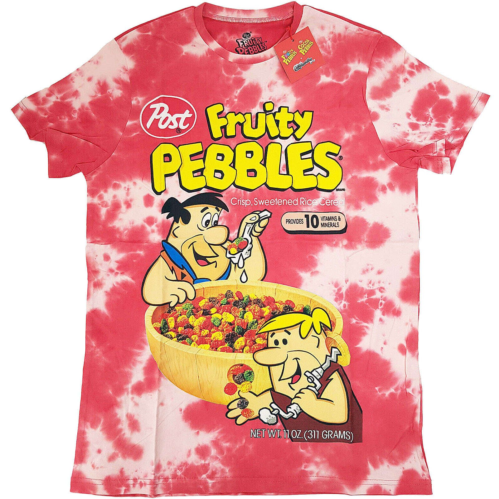 Cakeworthy x Fruity Pebbles Cereal Tie-Dye Short Sleeve T-Shirt Top Flintstones