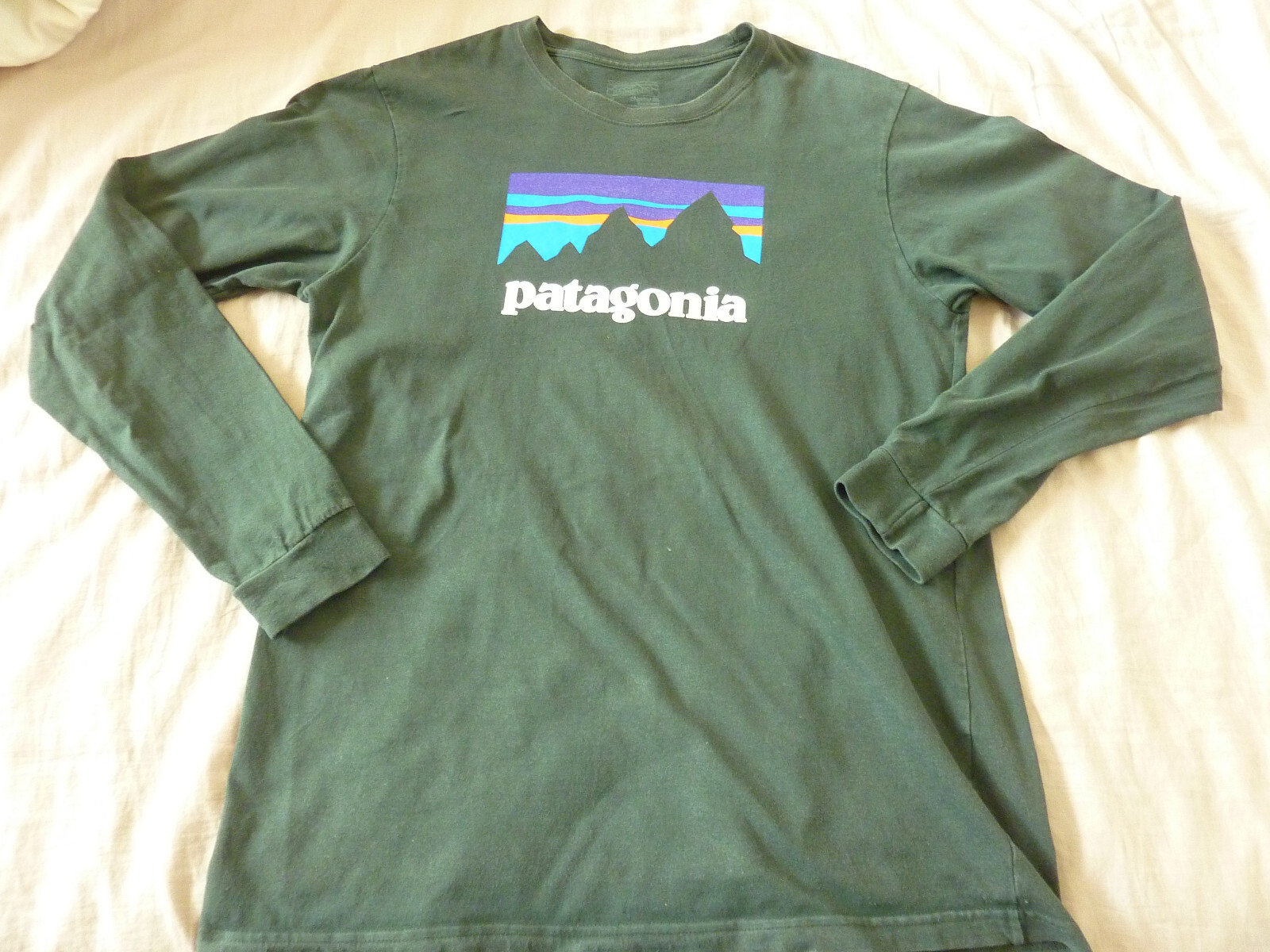 Patagonia Long Sleeve Shirt Dark Green Organic Cotton Regular Fit Adult Sz M