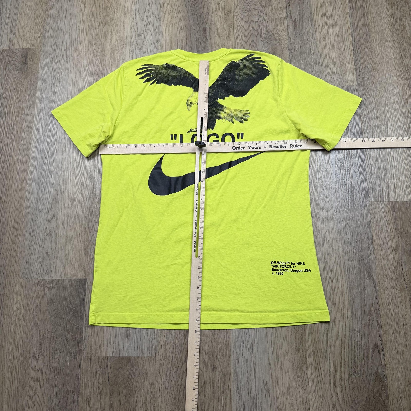 Nike Shirt Mens XL Volt Yellow Off-White Logo Eagle Air Force 1 Graphic Tee