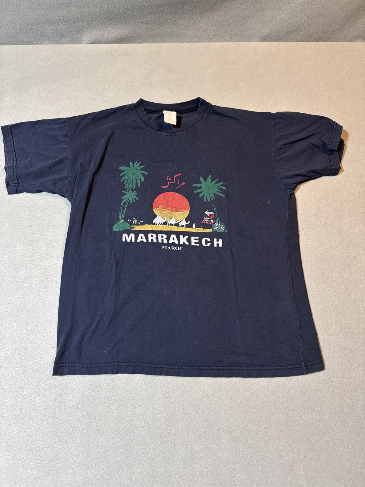 Vintage Maroc Marrakech Men’s Navy Tshirt Size M
