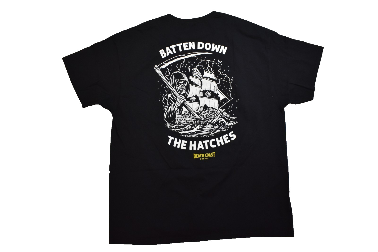 Death Coast Supply Mens Batten Down The Hatches Grim Reaper Shirt New S-3XL