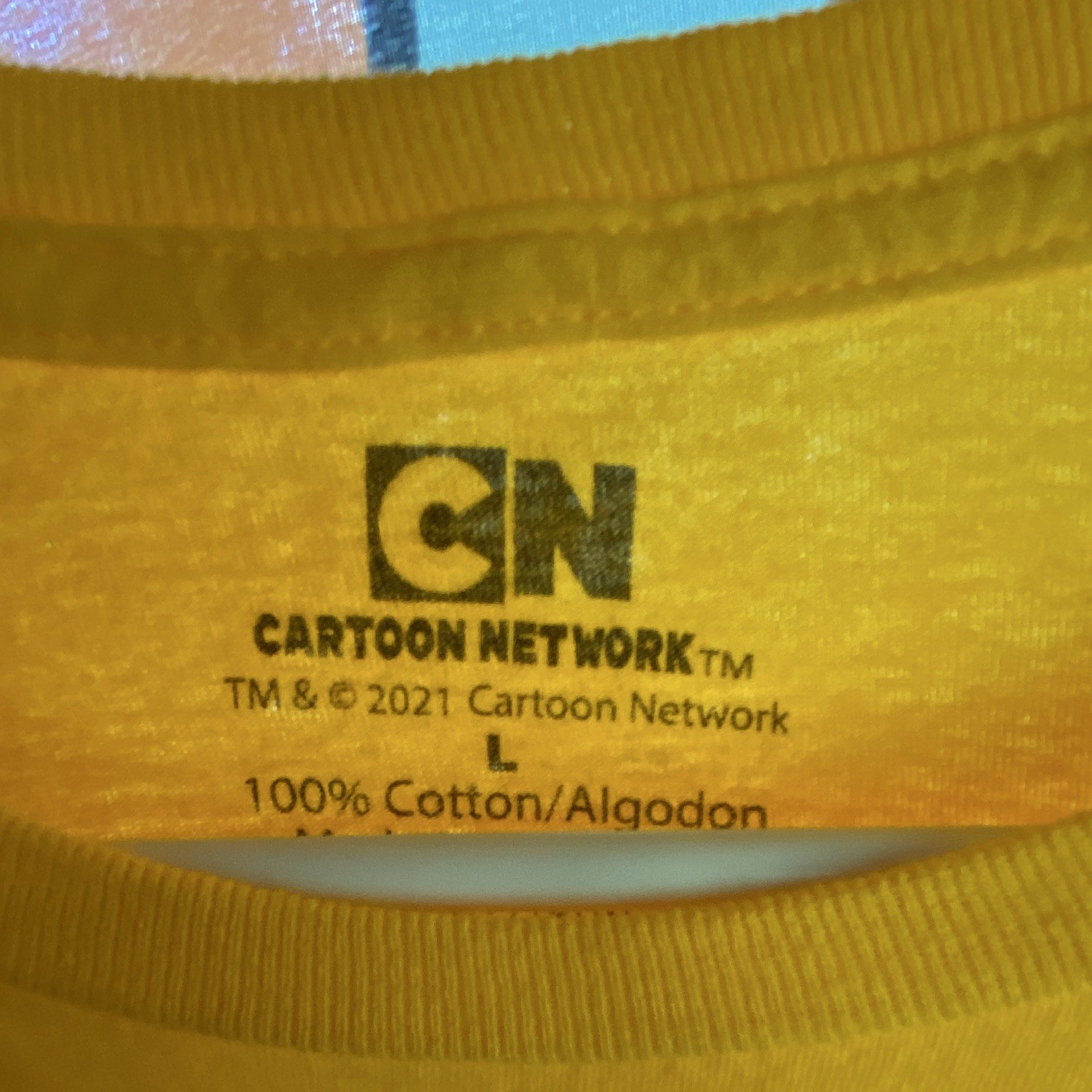 Cartoon Network Men’s L Yellow Graphic Logo Crew Neck Short Sleeve Cotton Tee