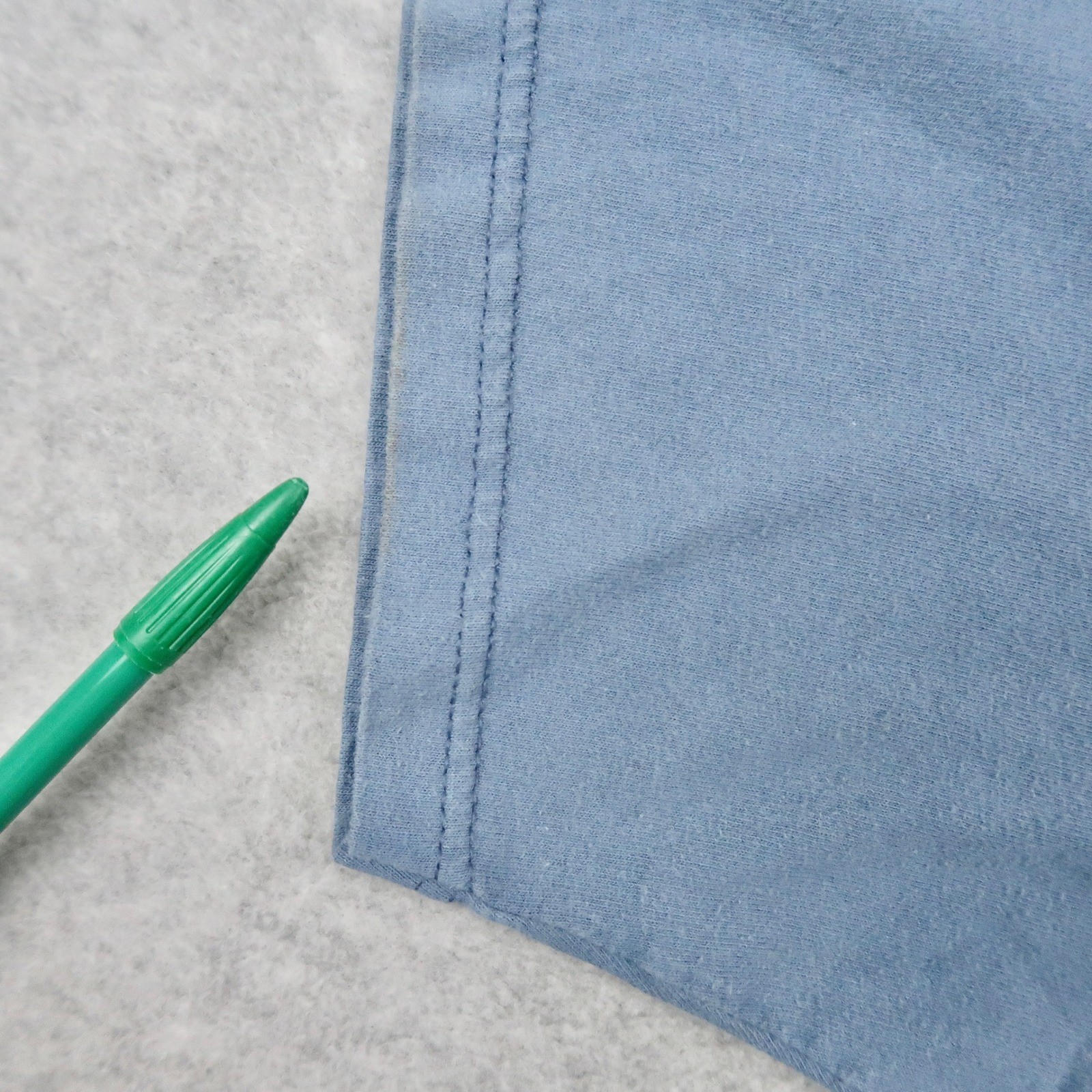 Vintage 90s Basic Editions Mens L Blue Pocket T-Shirt Made in USA 100% Cotton