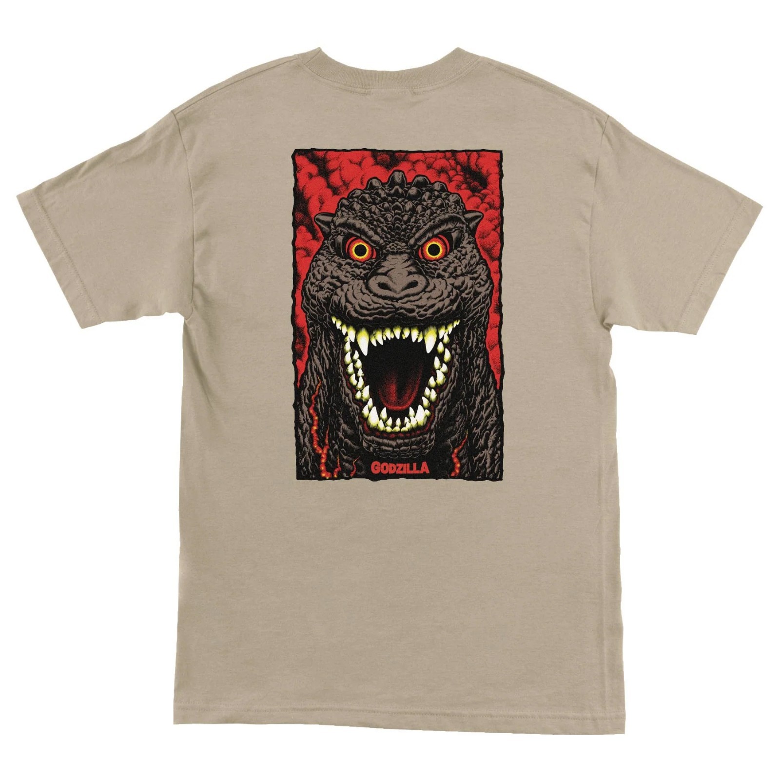 Santa Cruz X Godzilla DESTROYER Skateboard T Shirt SAND