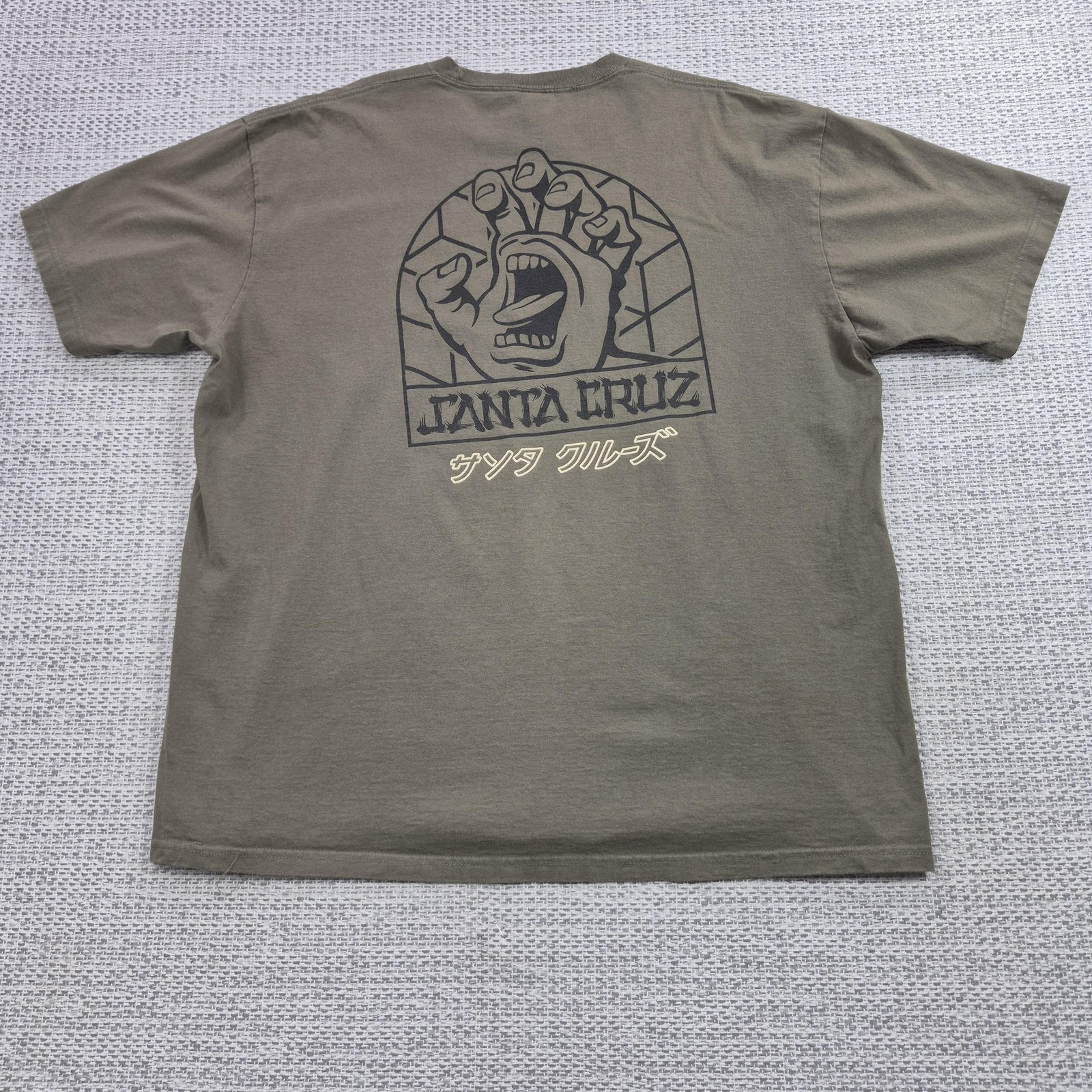 Santa Cruz Shirt Mens 2XL Green Screaming Hand Graphic Tee Skateboard Back Print