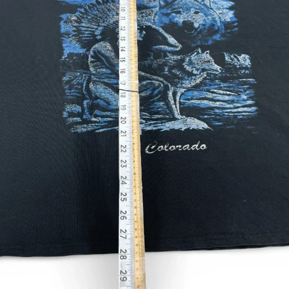 Vintage 1990’s Wolf Native American Indian Hunter Colorado Jerzees Tee Shirt XL