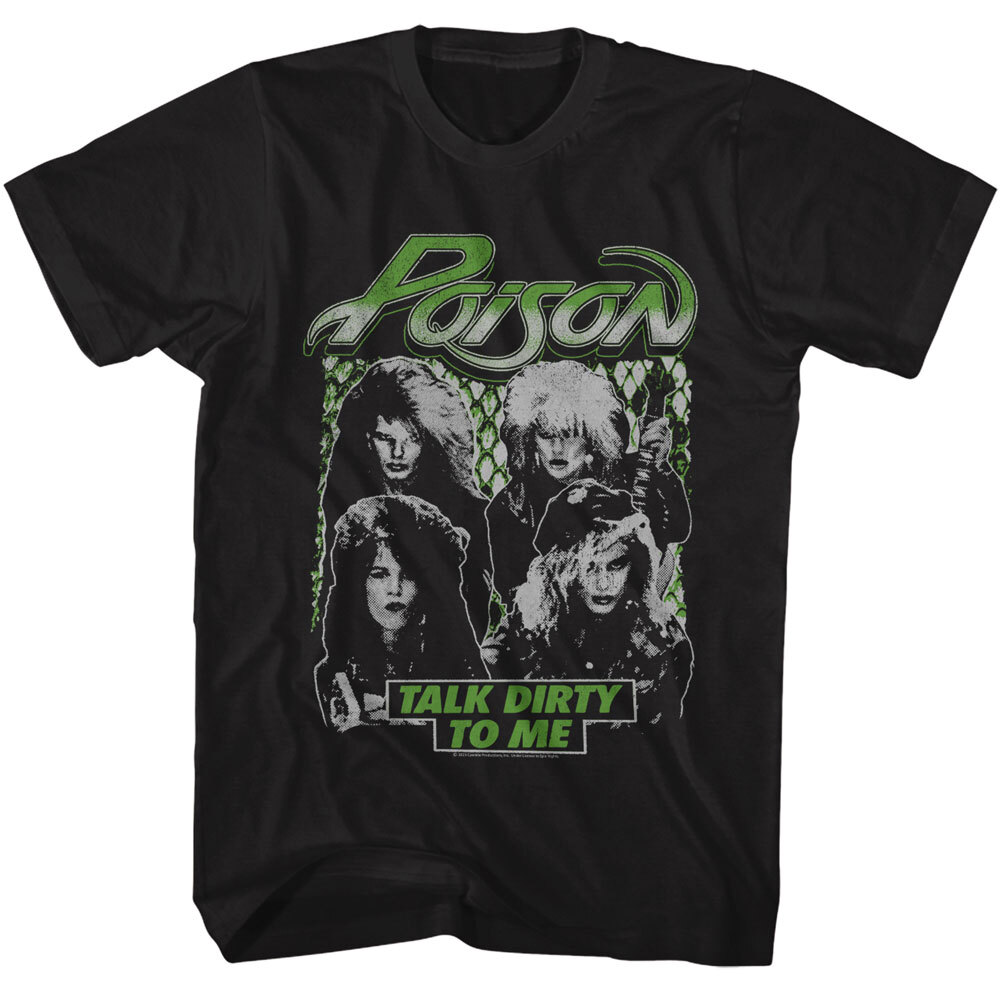 POISON 80s Music Retro T-Shirt Talk Dirty To Me Heavy Metal Music New Black