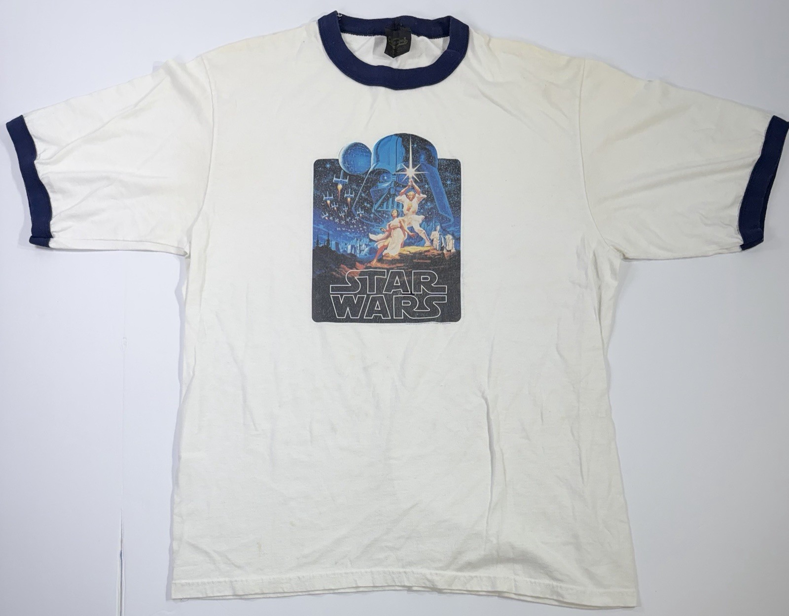 Vintage 70s Star Wars Ringer T Shirt XL 1977 Movie Promo Graphic Tee