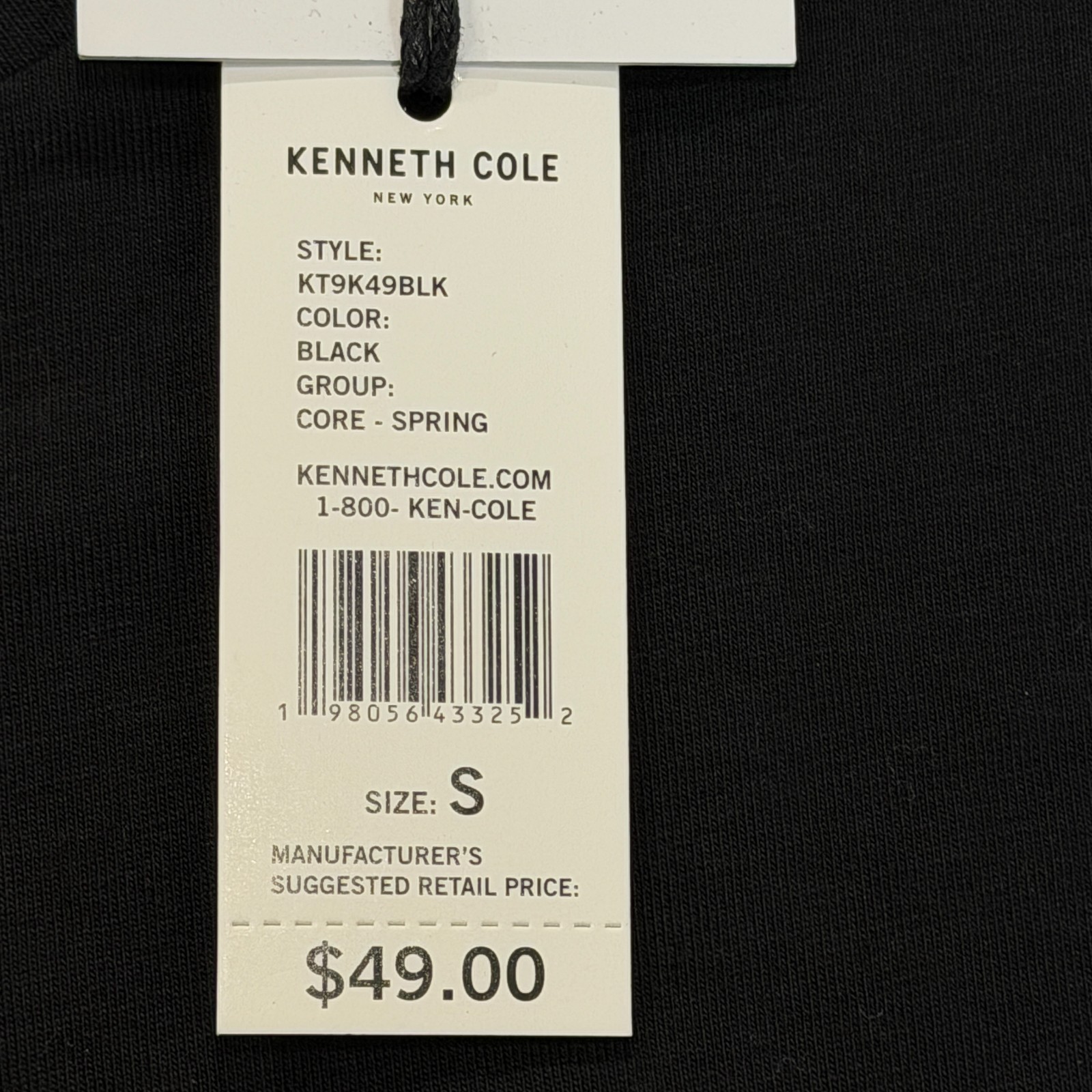 Kenneth Cole New York Men’s Short Sleeve Pocket Tee Small Black Stretch NWT