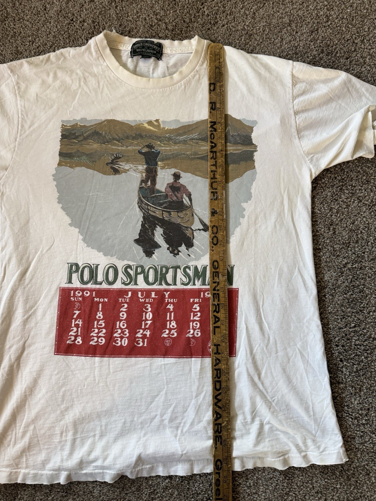 Vintage 1990s 1991 Ralph Lauren Polo Sportsman Calendar Tshirt Size Large Moose