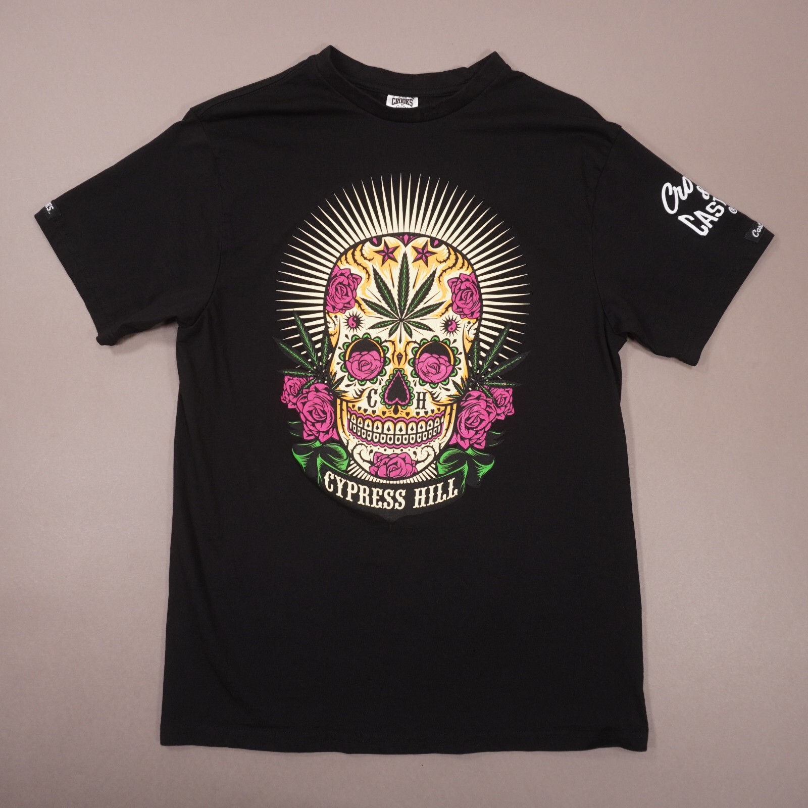 Crooks & Castles Cypress Hill Sugar Skull Mens Medium Black T Shirt NWOT