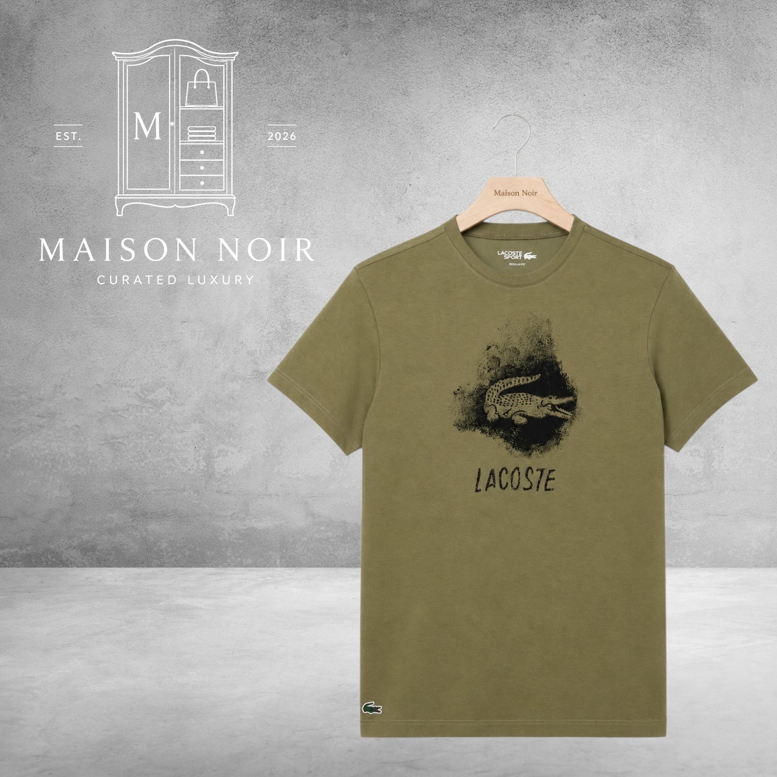 Lacoste Men’s Regular Fit Green Ultra Dry Clay Court Graphic T-shirt Size Medium