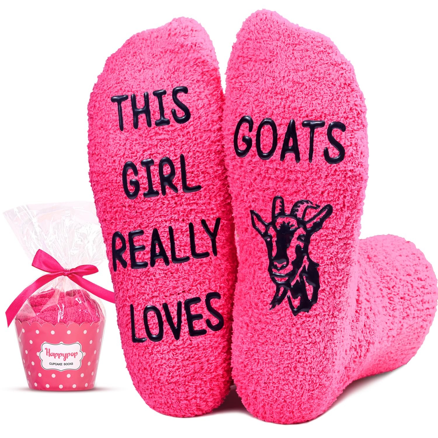 Fuzzy Goat Gifts for Women – Goat Lovers Gifts, Crazy Socks for Teens, Farm Anim