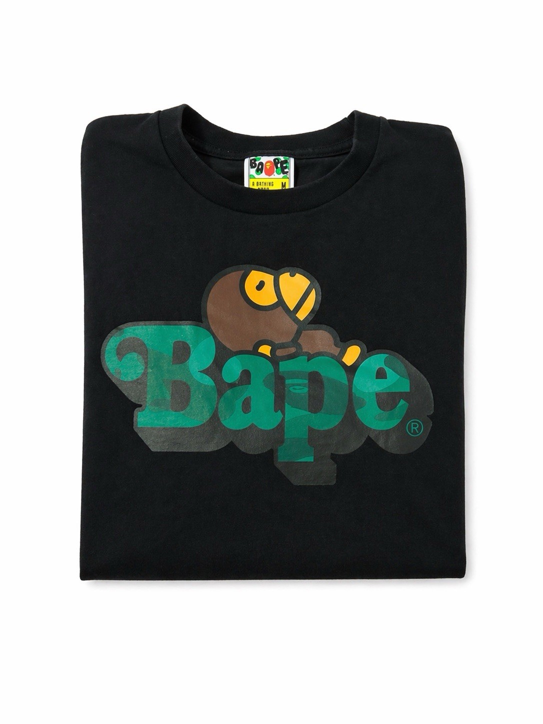 A Bathing Ape Baby Milo Logo Graphic Cotton Black Men’s T-Shirt Size M