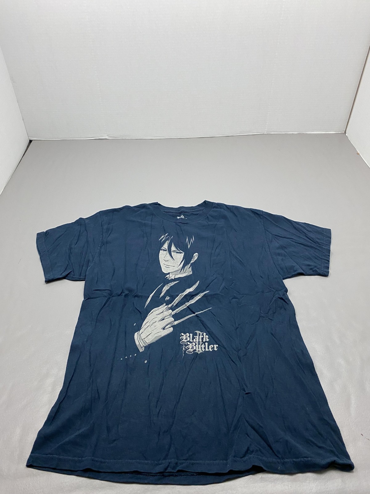 Shirt Mens L Blue Black Butler Sebastian Michaelis Graphic Tee Crewneck Cotton