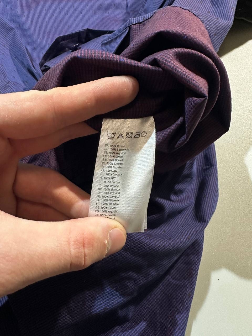 Eton Contemporary Fit Shirt Purple Micro Pattern Textured Cotton Size 40/15 3/4