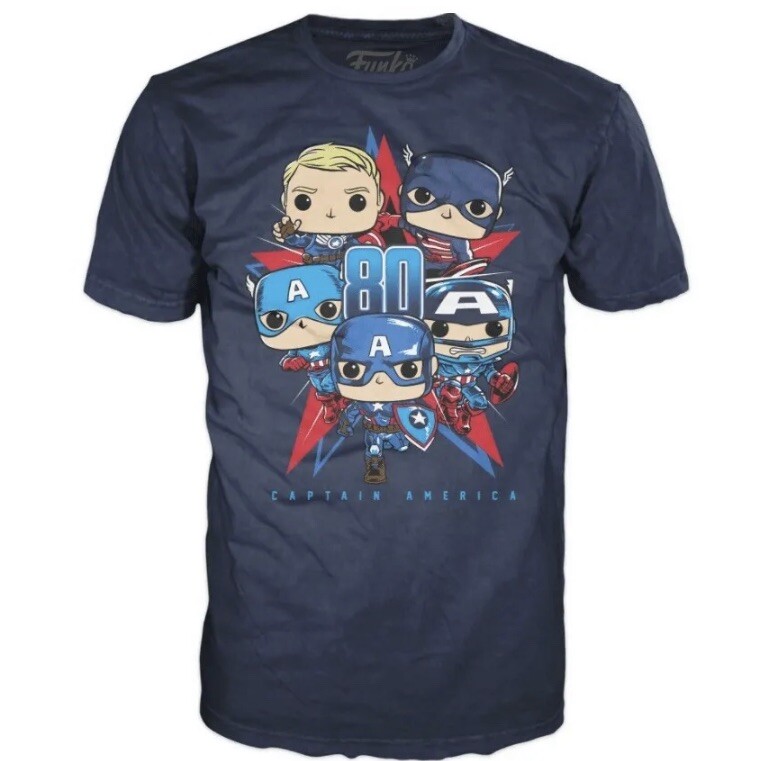 Funko Pop! Captain America 80th Year Of The Shield T-Shirt Size Small New In Bag
