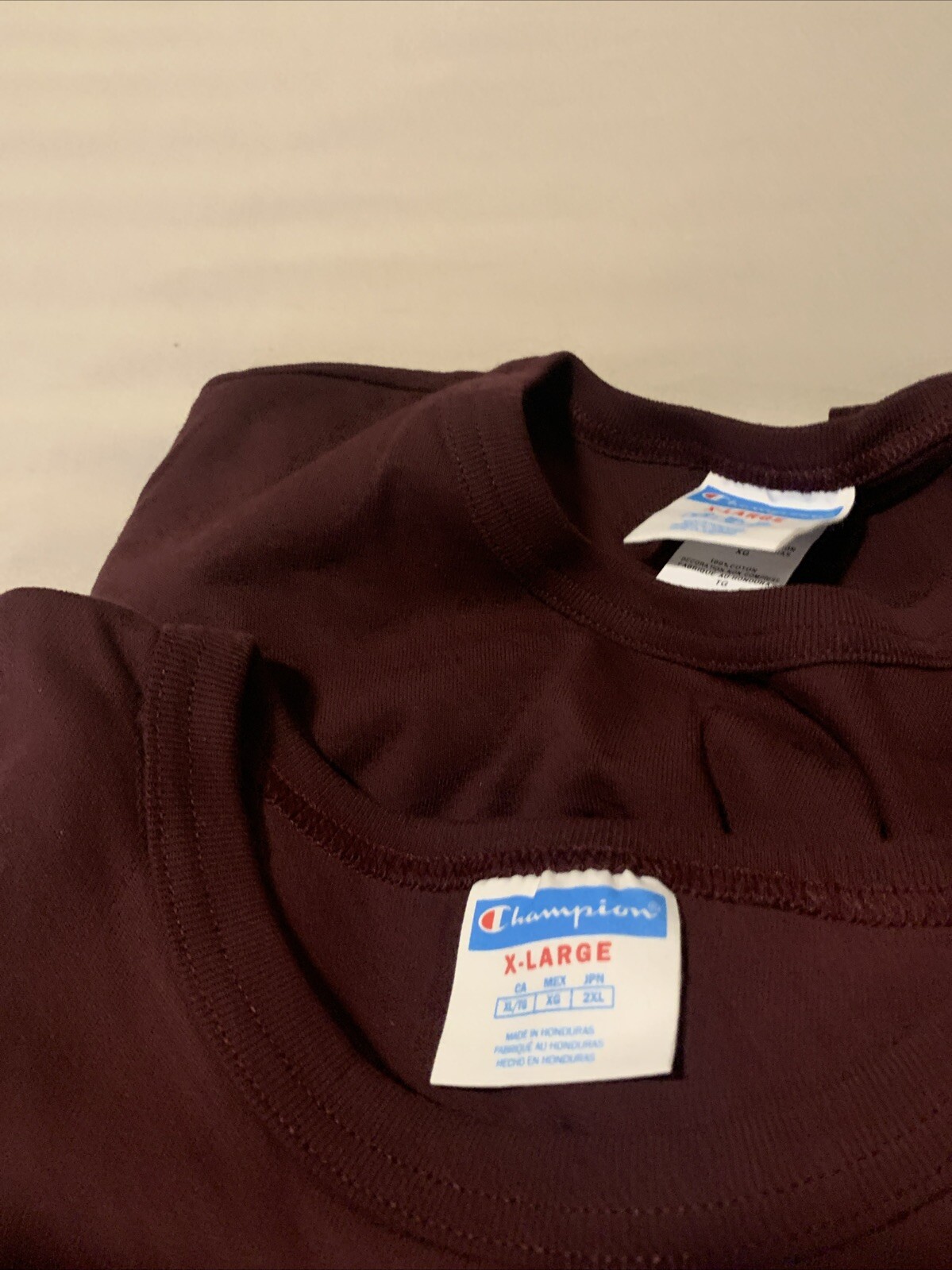 VTG Champion Maroon Plum Heavy Weight Cotton TShirt EXTRA LARGE Unisex Lot Of 12