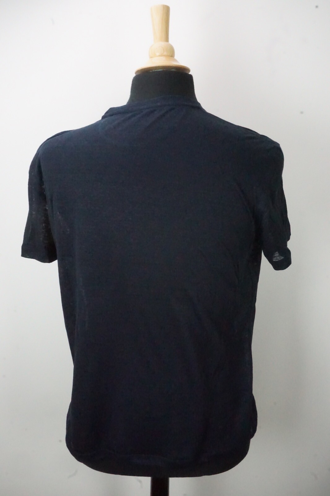 Isaia Napoli 100% Linen Navy Blue Short Sleeve T Shirt Sz M Brand New