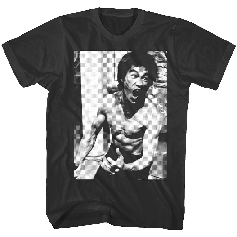 Bruce Lee Kung Fu in Action Photo Men’s T Shirt Angry Ninja Legend Martial Arts
