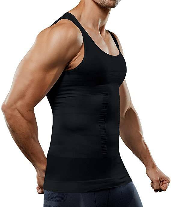 MEN SLIMMING BODY SHAPER BELLY TUMMY CONTROL COMPRESSION VEST SHIRT UNDERWEAR UK