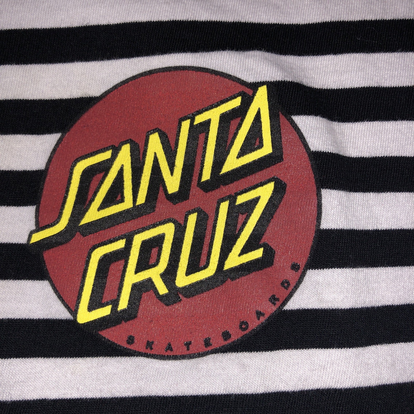 Santa Cruz Skateboards Shirt Dot Logo Striped Black And White Hip Hop