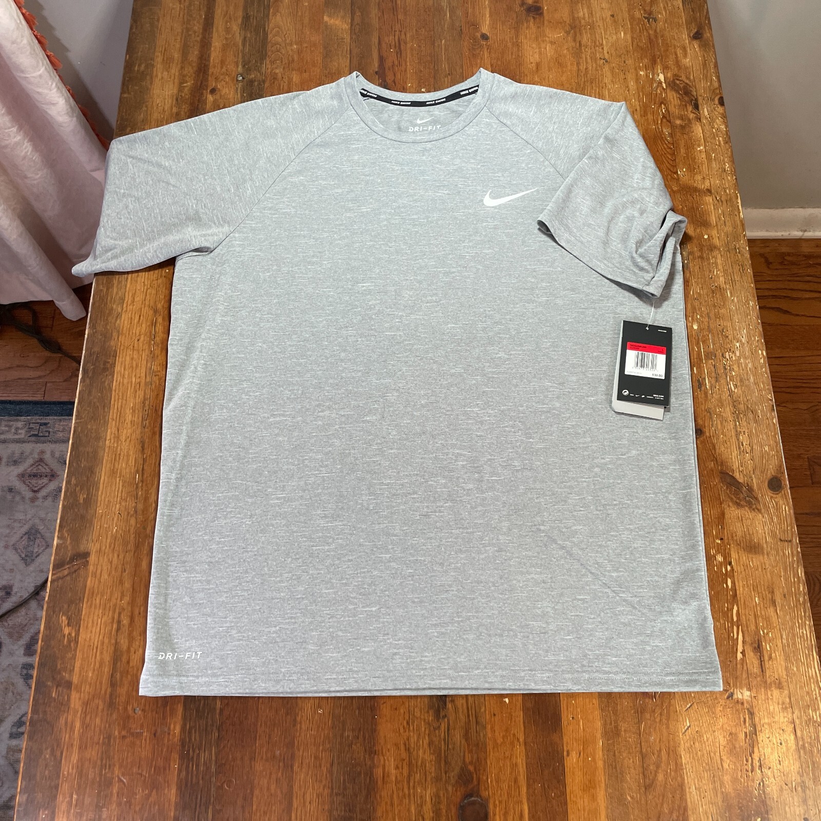 Nike Shirt Mens Large Gray Tee Swim Performance Stretch Casual Workout Beach