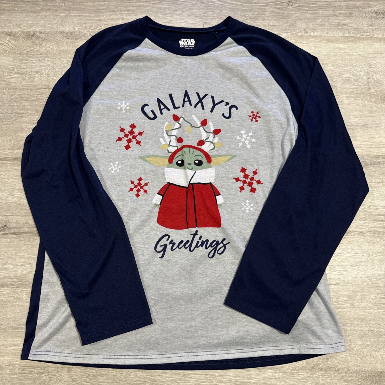 Star Wars Shirt Men’s Baby Yoda Galaxy’s Greetings Long Sleeve Tee XL