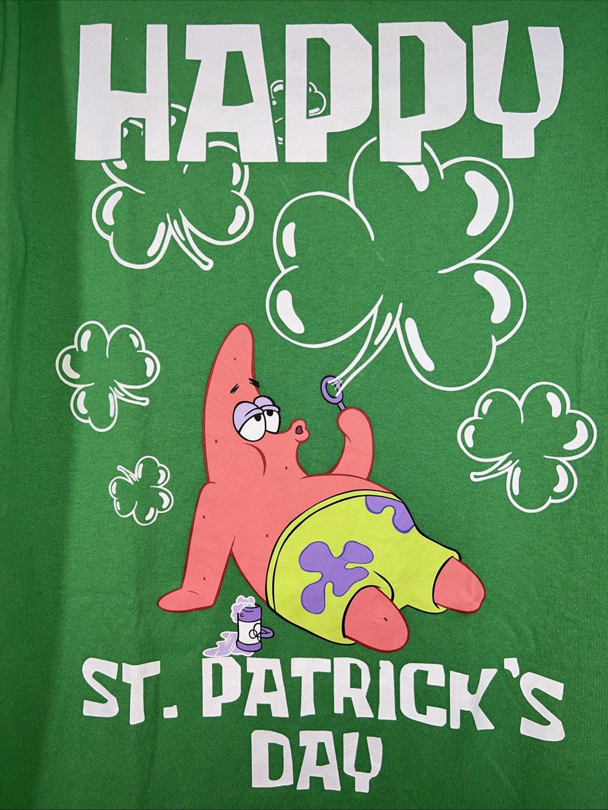 Mens Nickelodeon Patrick Star , St Patrick’s Day T-Shirt. Green. SZ XL
