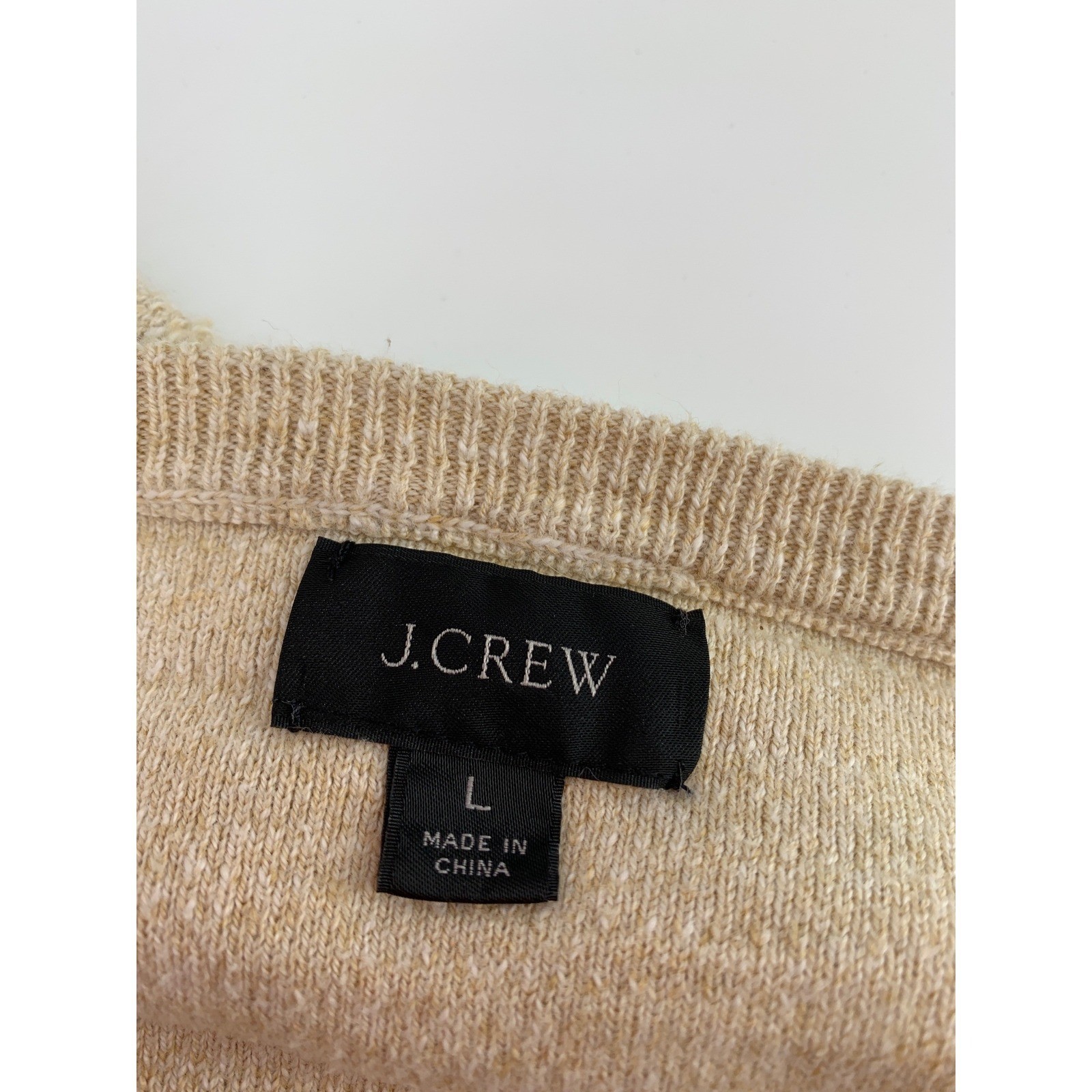 J Crew Shirt Mens Large Tan Textured Henly 100% Cotton Neutral Casual